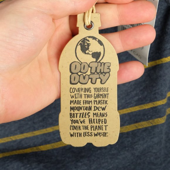 Mtn Dew Womens Shirt Top Small Gray Yellow Stripes V Neck Recycled Stretch - Picture 11 of 11